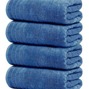 Tens Towels Pack of 4 Extra Large Bath Towels 30 x 60 Inches, 100% Cotton, Larger & Lighter Weight, Quicker to Dry, Super Soft and Absorbent, Perfect for Bathroom, Blue