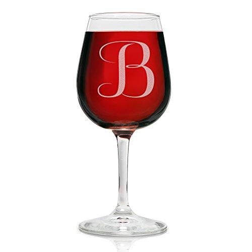On The Rox Drinks Engraved Wine Glass, 12.75 B-Monogram