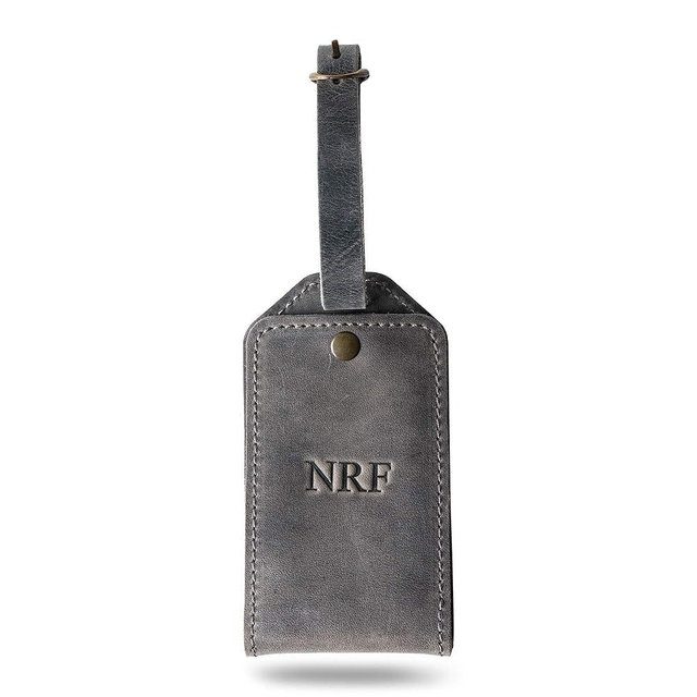 PEGAI Personalized Leather Luggage Tags for Suitcases | Handmade Travel Essentials Luggage Tag- Secure With Snap Closure and Easy Attachment to Suitcase, Travel Backpack, Handbag | Bond (Rock)