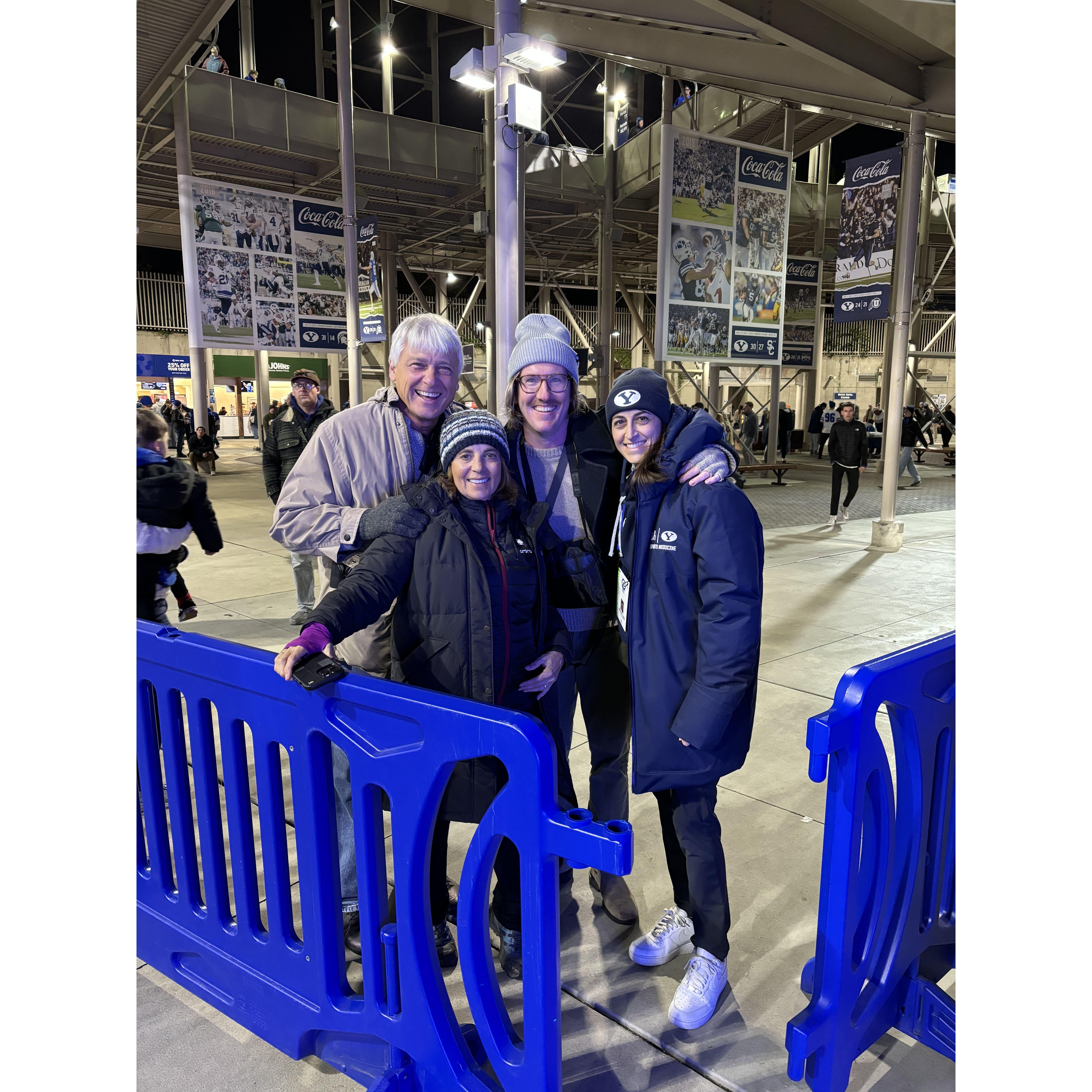 Elisa and Tom visiting for a BYU football game.