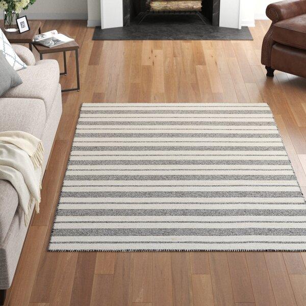 Alicea Striped Handmade Flatweave Black Area Rug
