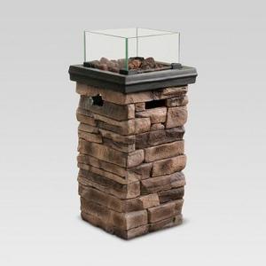 Chisholm 22" Tall Square LP Fire Column - Natural Stone - Threshold™