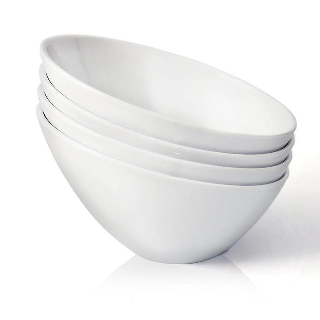 TP 8'' 26 OZ Melamine Salad Bowl, Set of 4, Durable and Lightweight Serving Meal Bowl Set, Chip Resistant, for Dinner & Service, Indoor & Outdoor Use, Dishwasher Safe (White)