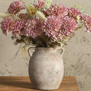 Ceramic Flower Vase 7.6 inch Farmhouse Rustic Vase Decorative Pottery Terracotta Vases for Home Decor Table Mantle Fireplace Living Room Bathroom Wedding Centerpiece (Whitewashed)