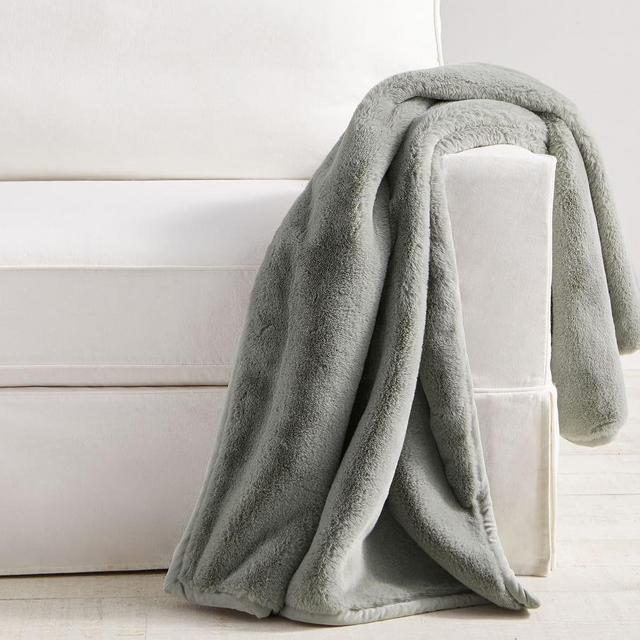 Faux Fur Throw, 50 x 60", Chateau Mineral Blue