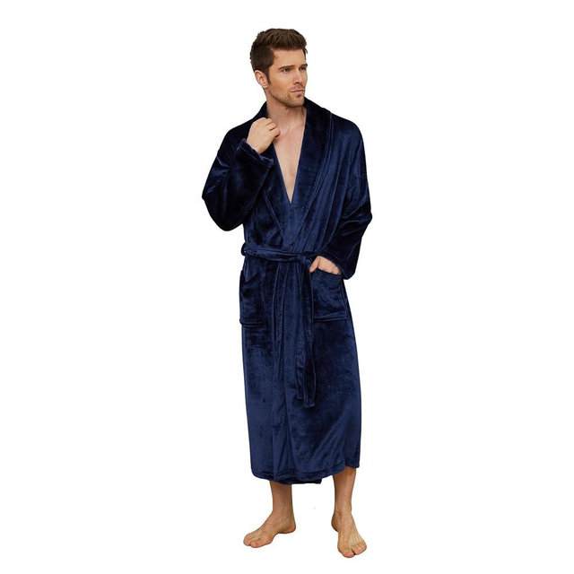 U2SKIIN Mens Fleece Robe Plush Collar Shawl Bathrobe