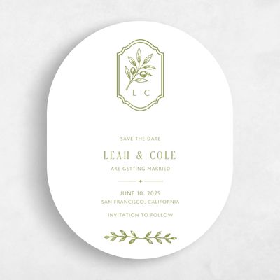 Green Oval Wedding Save the Date - Passage Classic