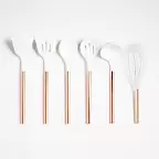 Ada White Silicone Utensils with Copper Handles, Set of 6