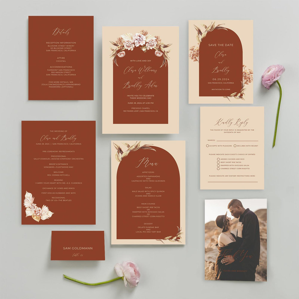 Caoba Classic | Deep Orange | Zola Wedding Invitations
