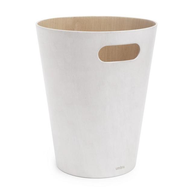 Umbra White Woodrow Trash Can