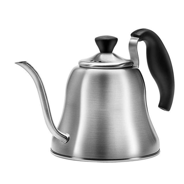 Chefbar Coffee Kettle for Stove Top Premium Gooseneck Kettle, Small Pour Over Coffee Kettle, Goose Neck Tea Pot Stovetop Teapot, Hot Water Heater for Camping, Home & Kitchen, Stainless Steel, Brushed