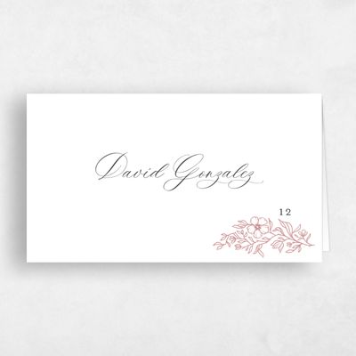 Deep Blush, Pink Wedding Place Card - Elaina