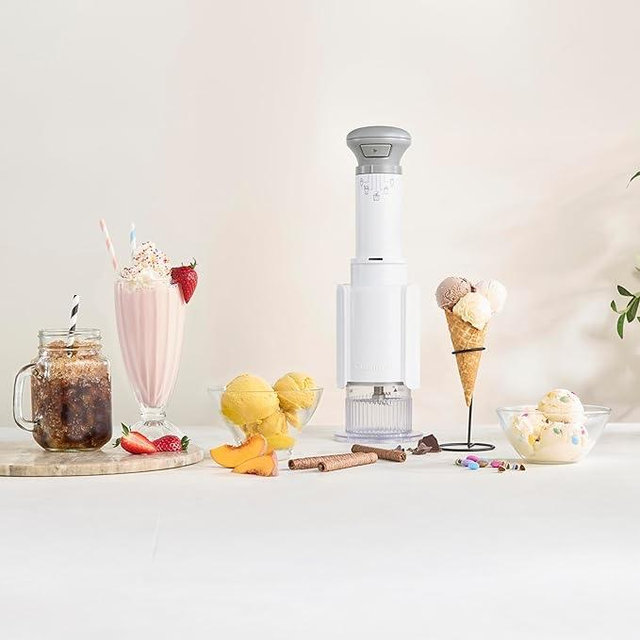 Cuisinart FastFreeze 5-in-1 Ice Cream, Sorbet, Milkshakes, Slushies and Mix-In Frozen Dessert Maker, Compact Machine, Easy to Use, Includes 3 Mixing Cups with Lids, ICE-FD10