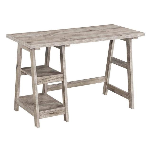 Designs2Go Trestle Desk with Shelves Sandstone Gray - Breighton Home