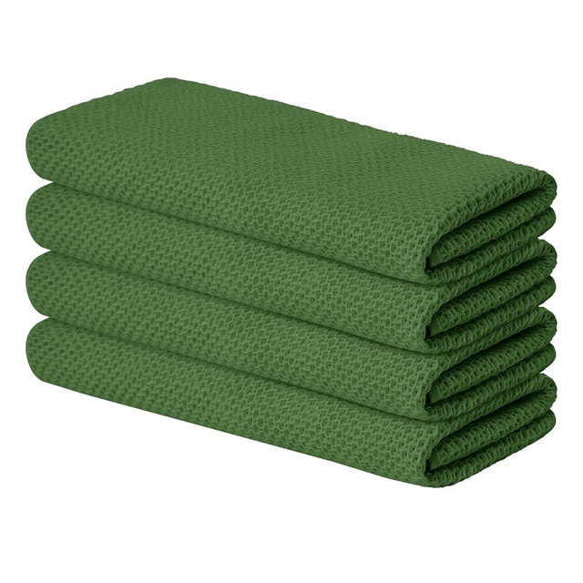 Artoid Mode 100% Cotton Olive Green Waffle Weave Kitchen Dish Cloths, 13x28 Inch Ultra Soft Absorbent Quick Drying Kitchen Dish Towels Set of 4