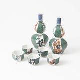 Ko-kutani Pine, Bamboo & Plum Kutani Sake Set