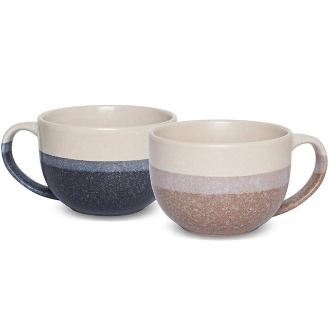 Bosmarlin Ceramic Large Coffee Mug Set of 2, 23 Oz, Jumbo Mug Soup Bowls with Handles, Dishwasher and Microwave Safe (Multicolor)