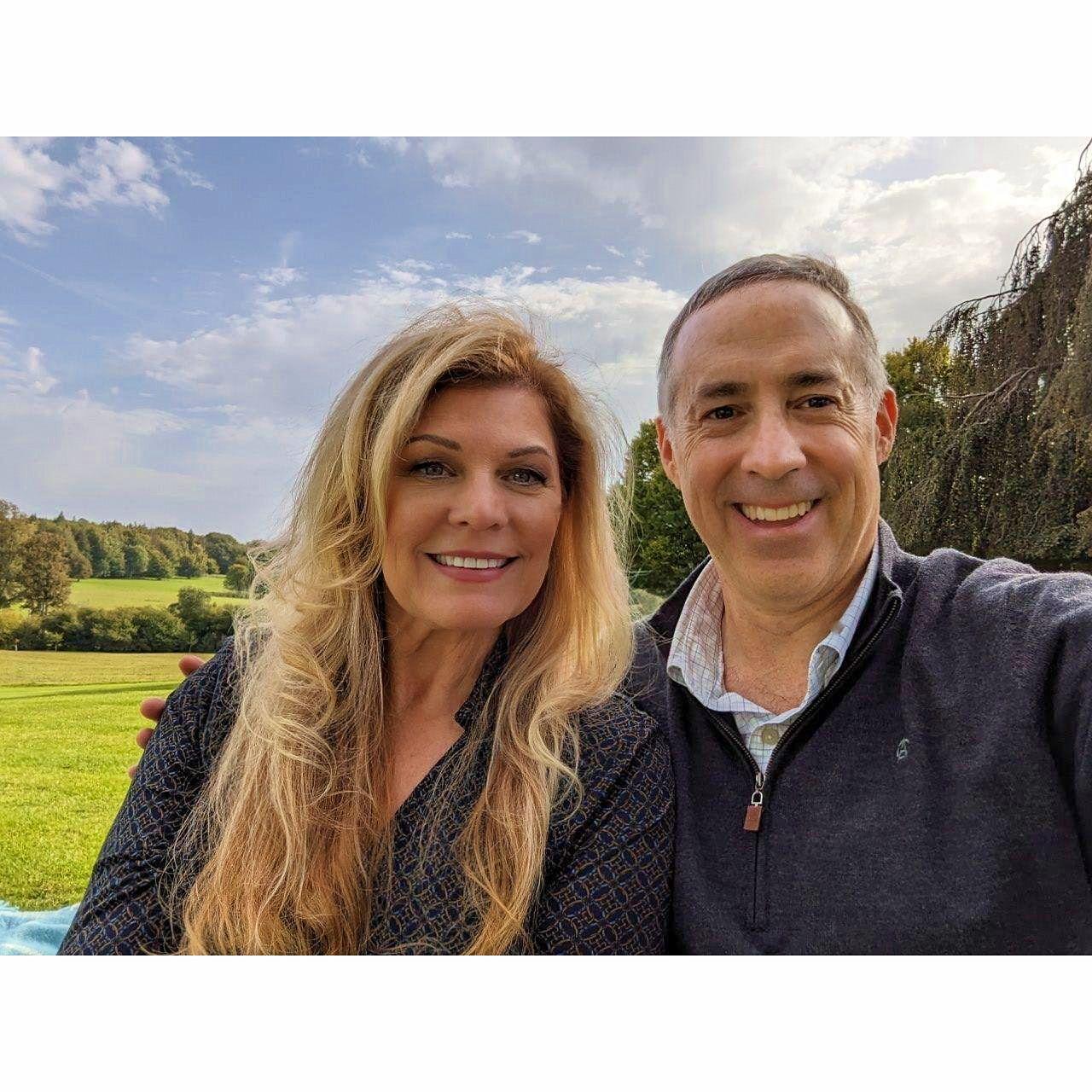 Taken at Highclere Castle's south lawn with the estate rolling behind them, about 15 minutes before Russ proposed to Aida!