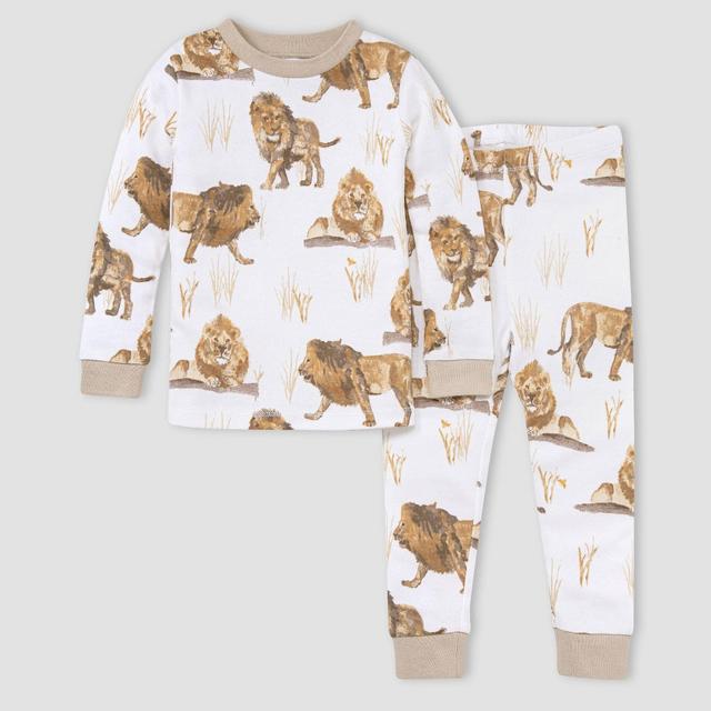 Burt's Bees Baby® Toddler Boys' 2pc Lions Snug Fit Pajama Set - Gray 5T