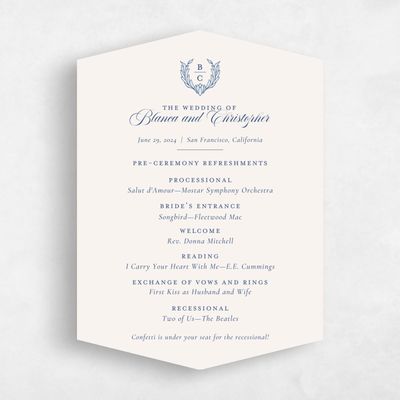 Blue Diamond Wedding Program - Loxley