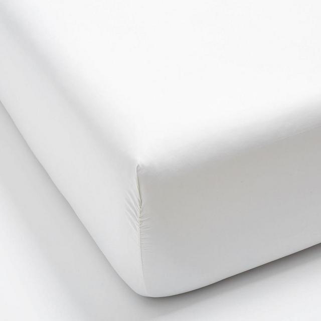 PB Classic 400-Thread-Count Organic Percale Fitted Sheet, King, White
