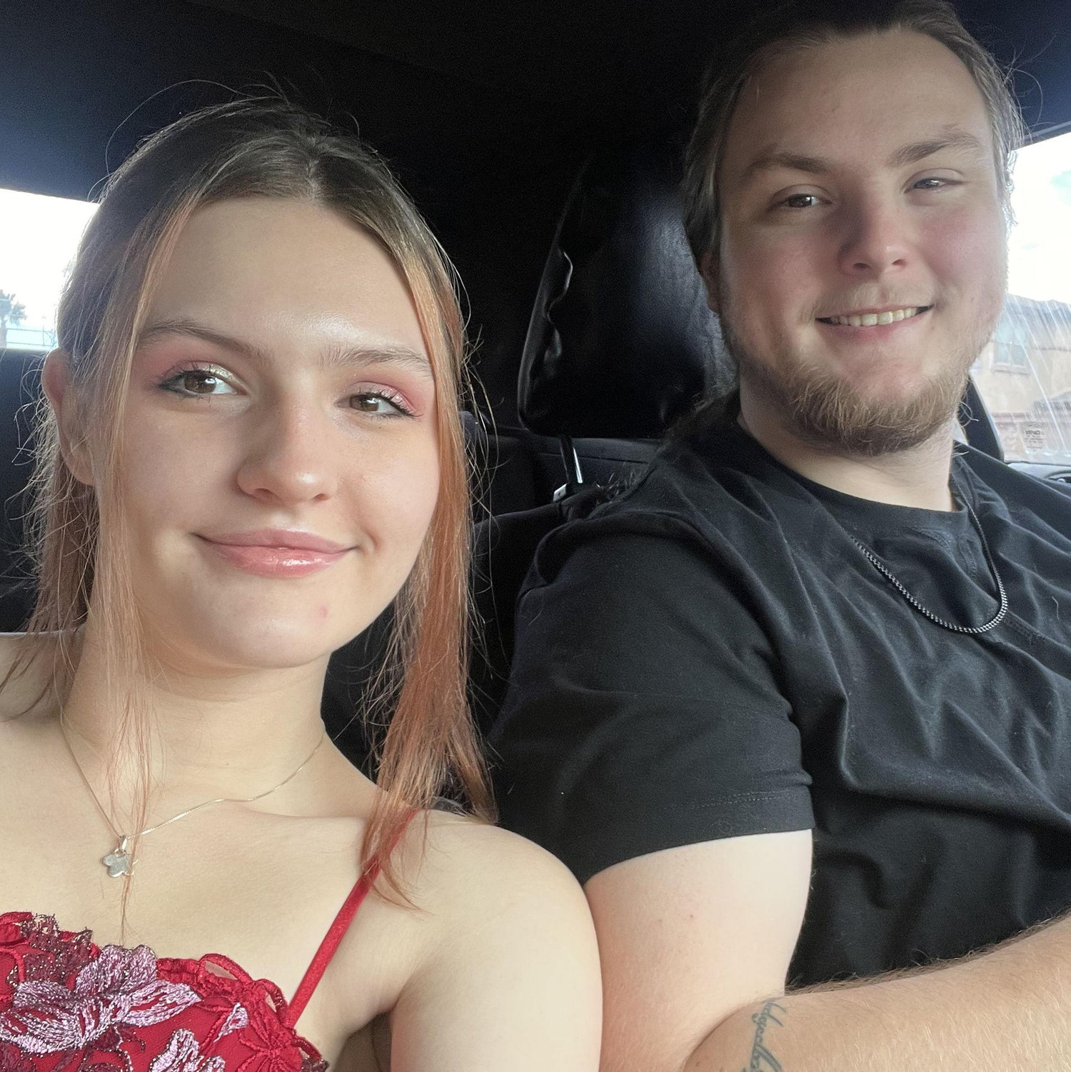 In the car!