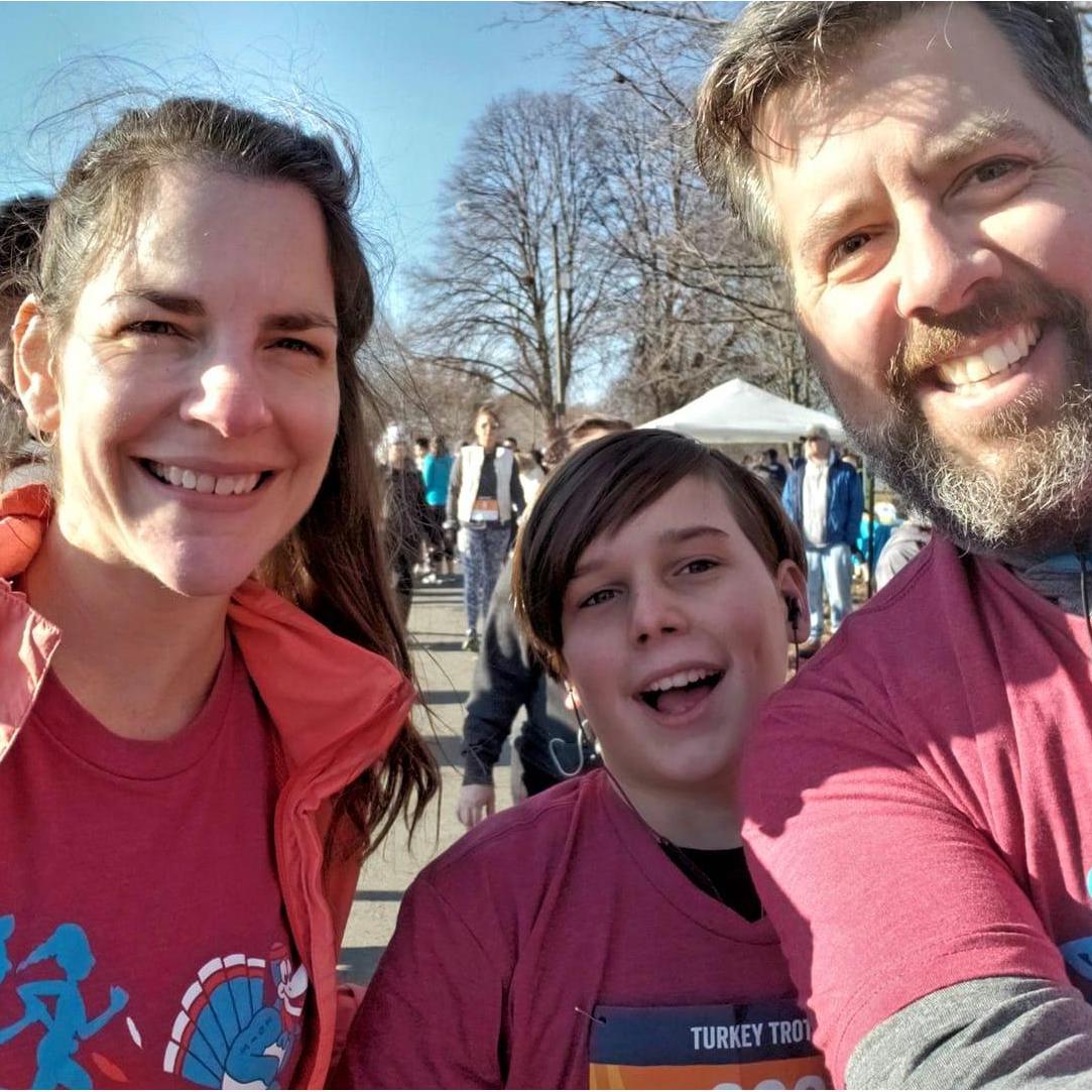 Our first turkey trot as a trio!