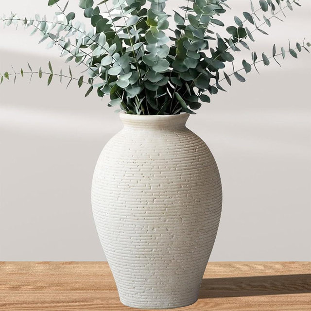 Tvzouo Ceramic Flower Vase for Home Decor, Rustic Farmhouse Vintage Retro Large Vase for Living Room, Kitchen, Bedroom, Decoration for House, Bookshelf, Dining Table, Office, Gift(9.3 inch)