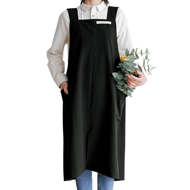 HANEE Cotton Aprons for Women and Men | Cross-Back Apron with Pockets