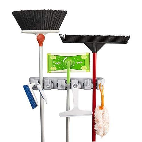 Spoga Wall Mounted Mop, Broom, and Sports Equipment Storage Organiser