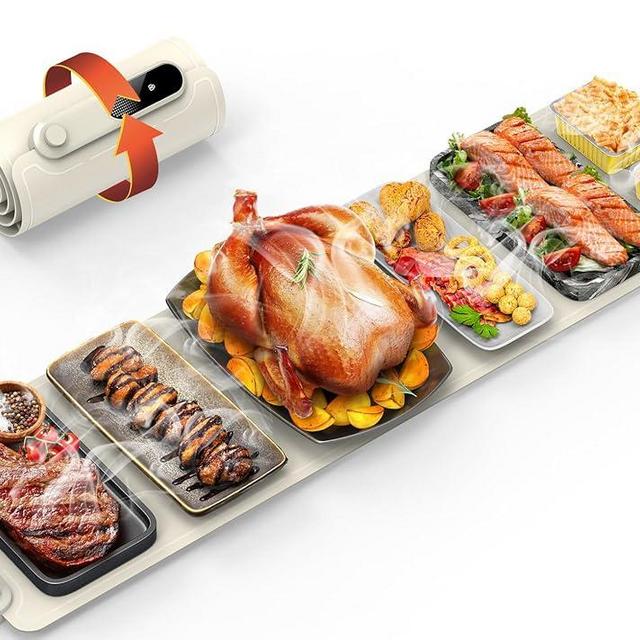 FEPPO Warming Mat for Food, Extra-Long Size 42"x12", Fast Full-Surface Heating Food Warming Mat with 6-Hour Timer & 19-Level Temperature Control, Roll Up Food Warmers for Parties Buffet