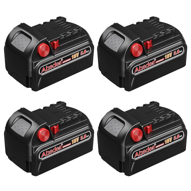 Abeden 18v Battery 4Packs Replacement for Milwaukee M18 Battery 5000mh,High-Capacity Batteries Compaitble with Milwaukee Tools and Charger Black