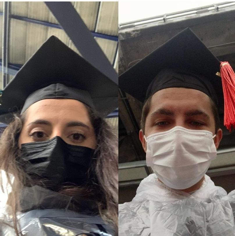 College graduation (long distance since our ceremonies were on the same day!) - May 2021