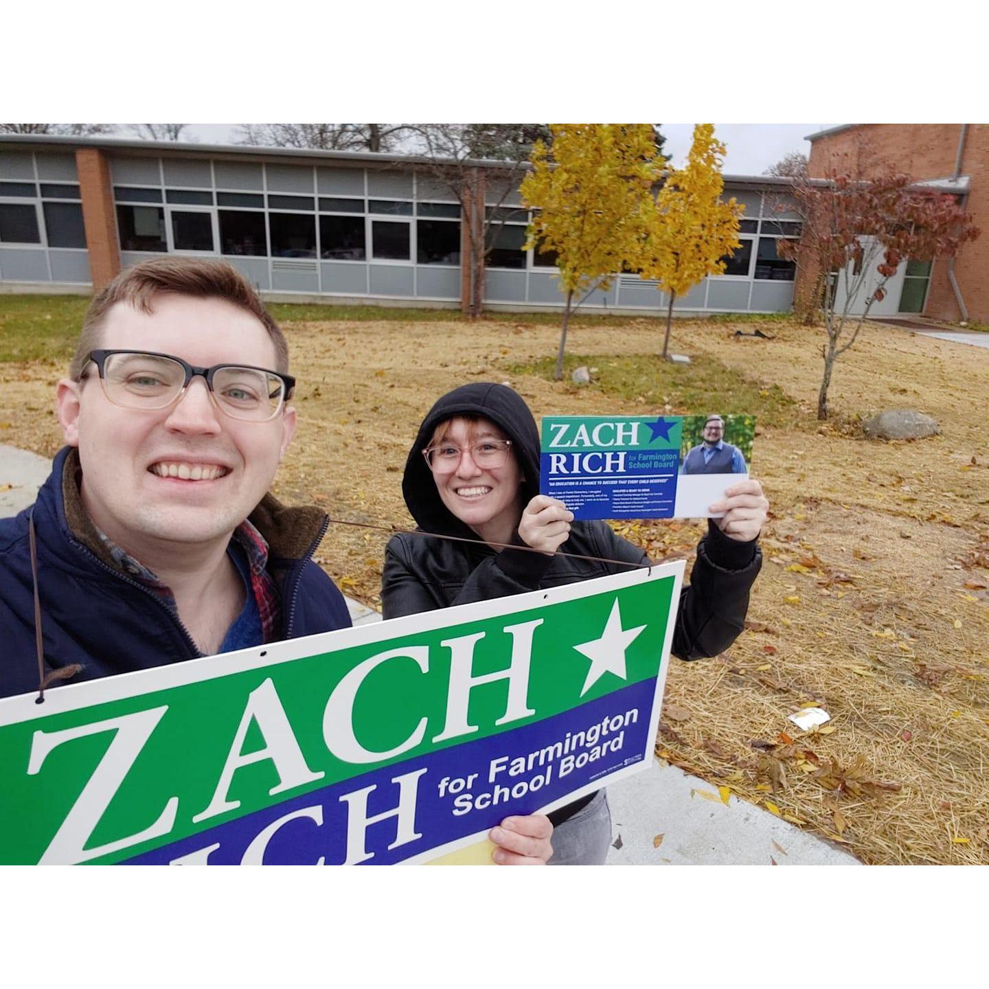 2018: Campaigning for a close friend's school board election (he won!)