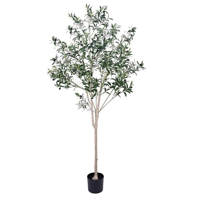 JUSTOYOU 6ft (71 in) Tall Artificial Olive Tree, Fake Olive Tree in Pot, Large Artificial Plants with Olive Branch & Fruit, for Entryway, Home Office Indoor & Outdoor Garden Decor