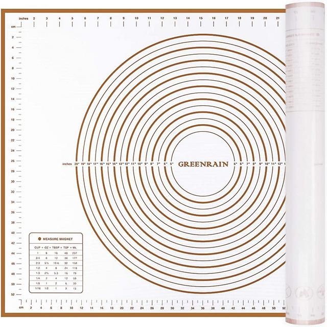 Large Silicone Pastry Mat Extra Thick Non Stick Baking Mat with Measurement Fondant Mat, Counter Mat, Dough Rolling Mat, Oven Liner, Pie Crust Mat (XXL-24''(W)32''(L), Gold)