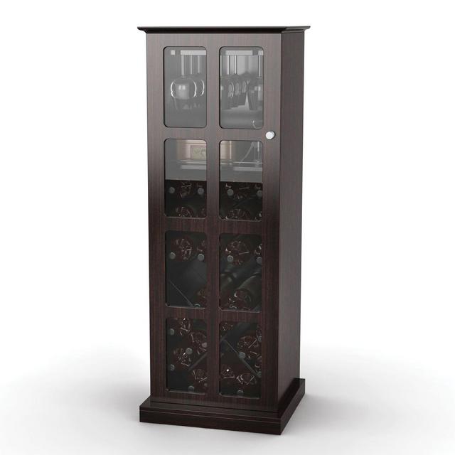 Atlantic Windowpane Wood Wine Cabinet in Espresso