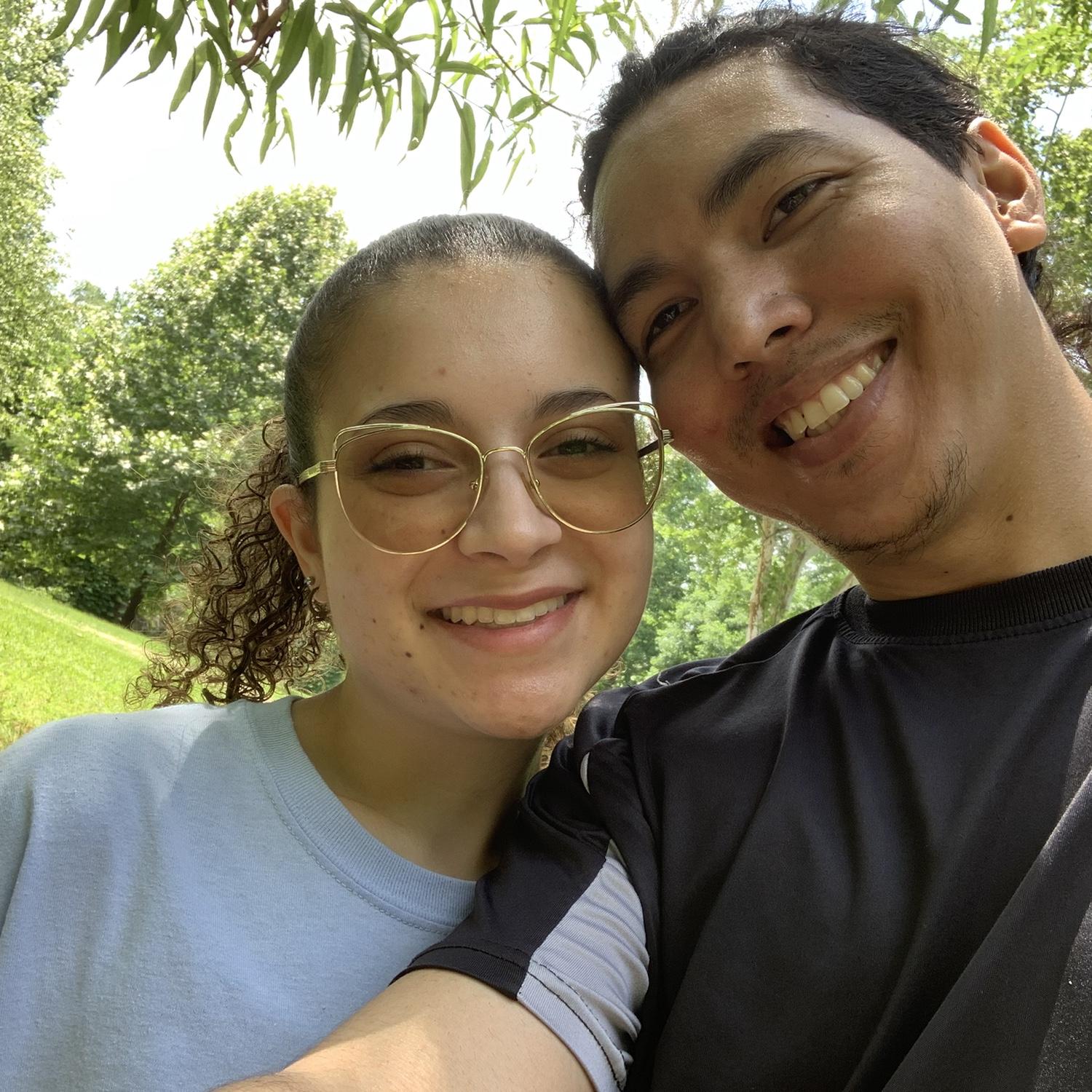 At the park, biking. Ignore the sweat, jaja.