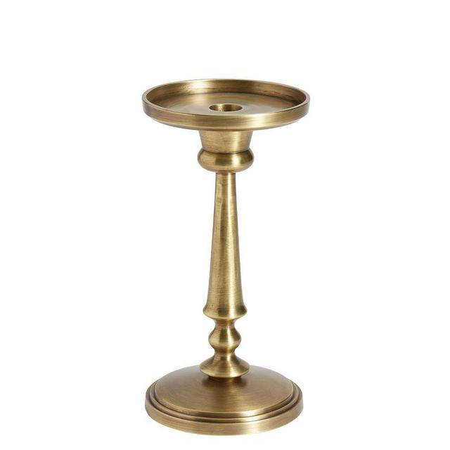 Booker Pillar Candle Holder, Brass, Medium