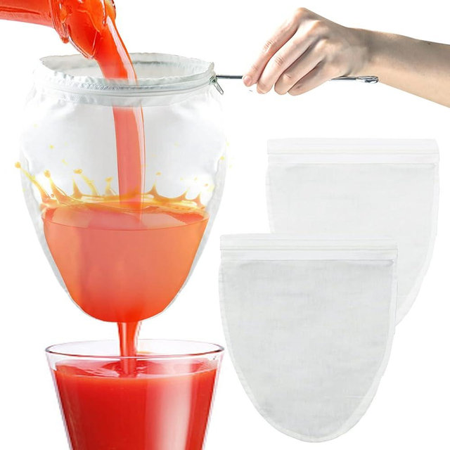 Nut Milk Bag Strainer with Stand, Strainers Fine Mesh Bags, Jelly strainer, Reusable Cheese Cloth Bag for Straining for Filter Juices, NutMilk, Cheese, Honey, Butter, S