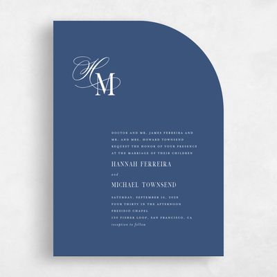 Dark Cobalt, Blue Wedding Invitation - Jalen Classic