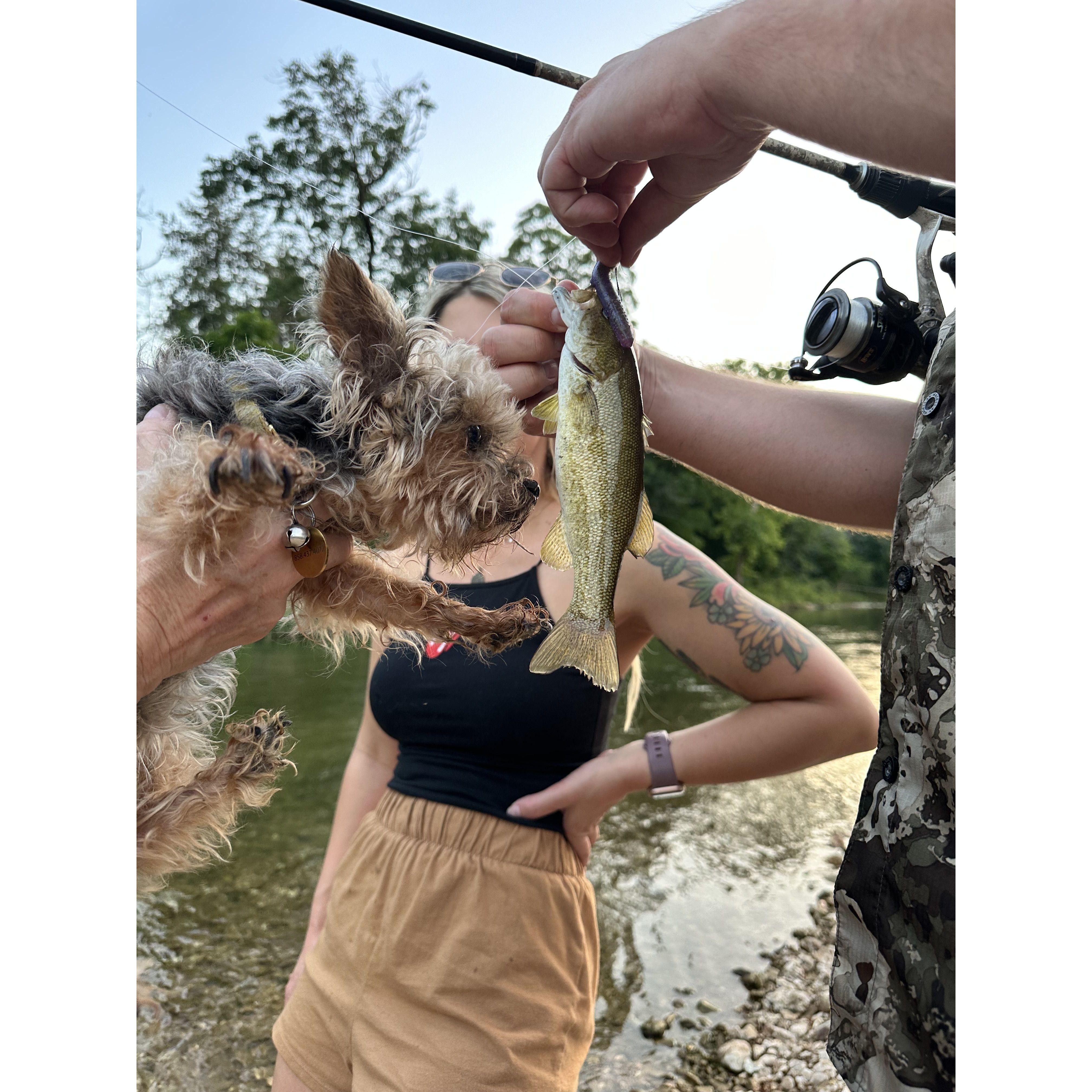 Can' forget little Belle catching her first fish on the creek!