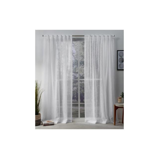 Set of 2 (96"x50") Belgian Sheer Hidden Tab Top Curtain Panel White - Exclusive Home