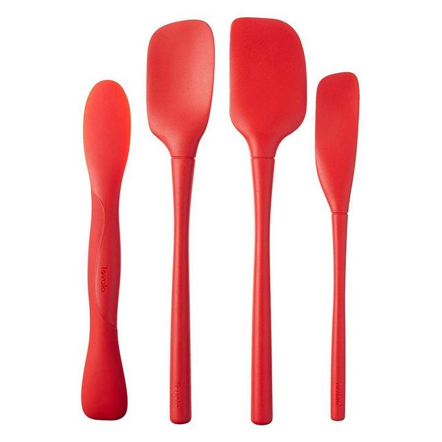 Tovolo 4pc Silicone Tool Set - Scoop N Spread Standard Spatula. Standard Spoonula & Jar Scraper Red
