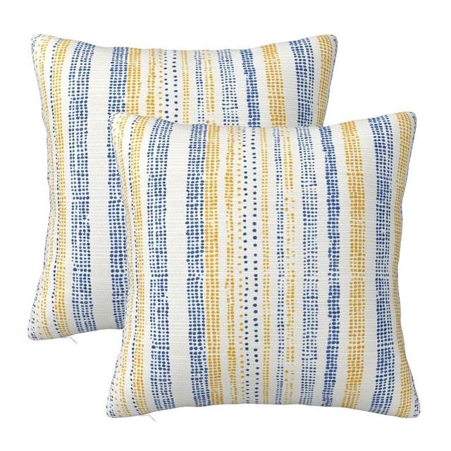 KiuLoam Navy Blue Yellow Dots Striped Throw Pillow Covers 18 x 18 Inch Set of 2 Outdoor Decorative Pillow Cases Farmhouse Cushion Cases for Couch Bed Home Decor