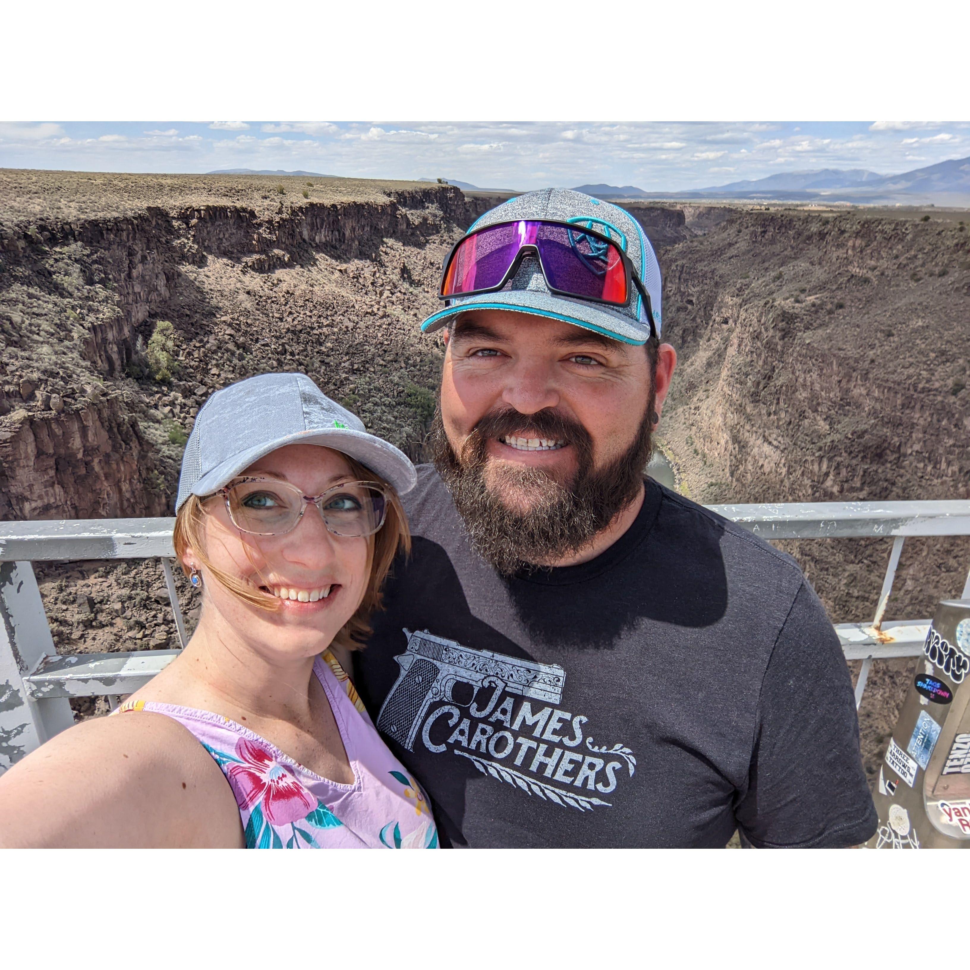 The first trip anywhere together, Rio Grande Gorge outside of Taos, New Mexico. She finally convinced him there is more to life than working 100 hour weeks.