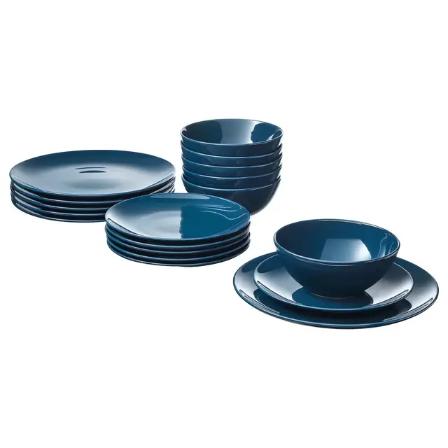 FÄRGRIK 18-piece dinnerware set, dark turquoise