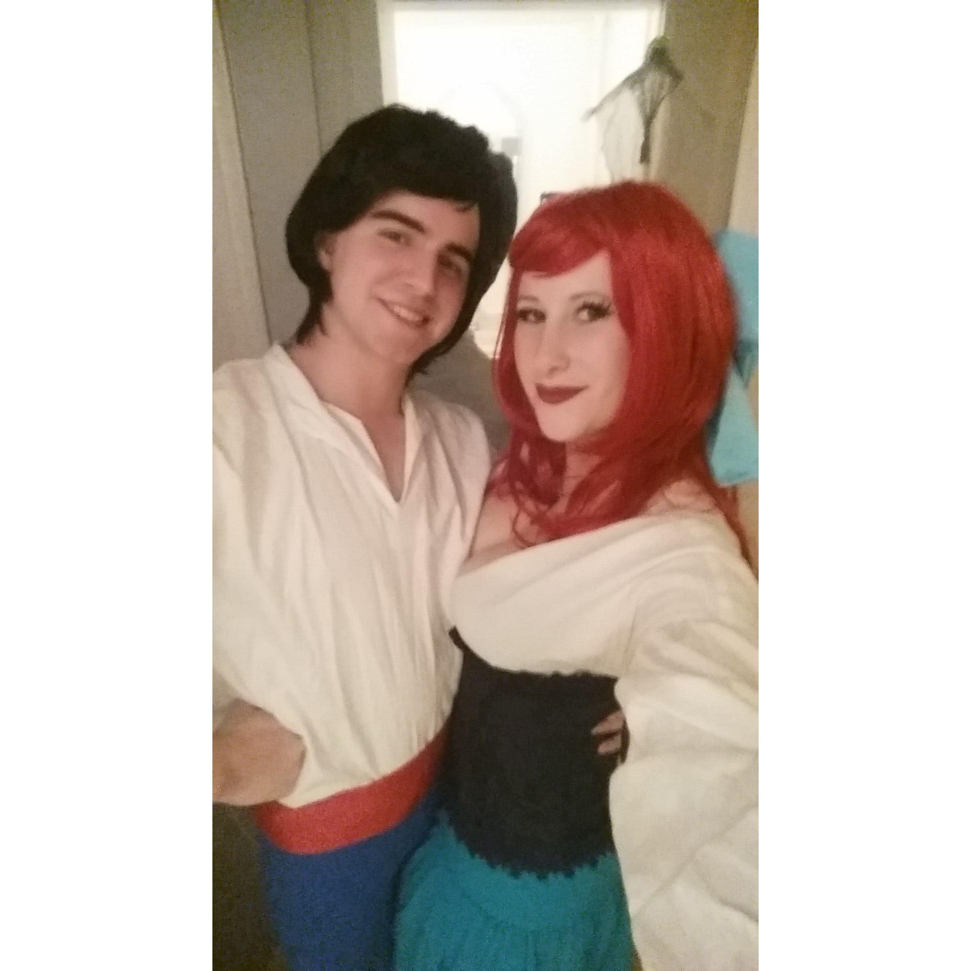 Our first Halloween together, dressed as Ariel and Prince Eric.