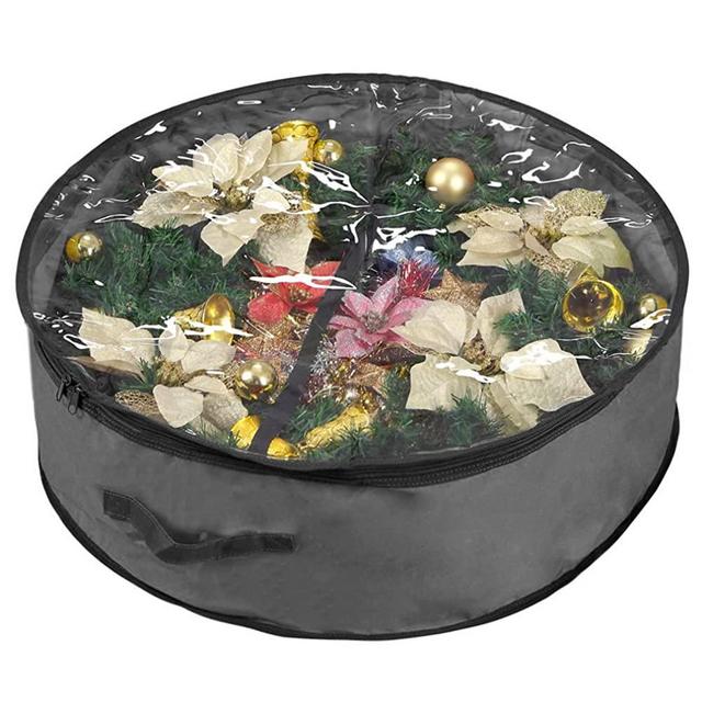 Primode Christmas Wreath Storage Bag | Garland Wreaths Container with Clear Top Window for Easy Holiday Storage 36"X8" | Durable 600D Oxford Material (36", Gray)