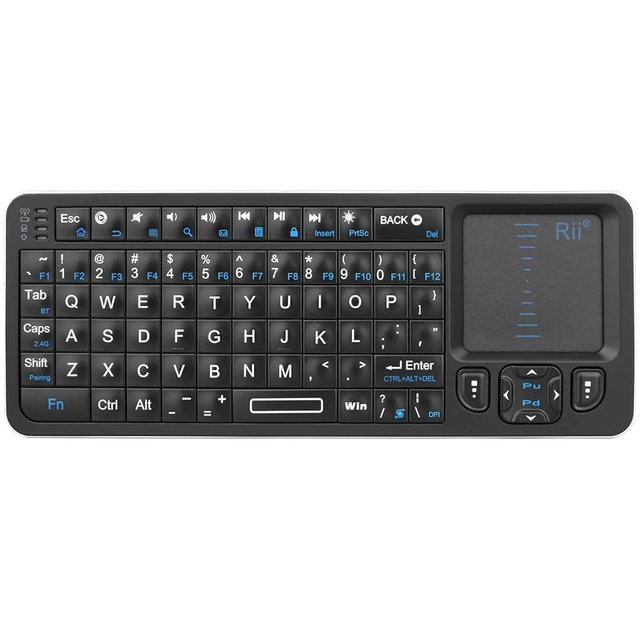 Rii K06 Mini Bluetooth Keyboard,Backlit 2.4GHz Wireless Keyboard with IR Learning, Portable with Touchpad,Compatible with Amazon Fire Stick/VR Glasses/PS4/PS5/HTPC/IPTV (2.4G and Bluetooth)